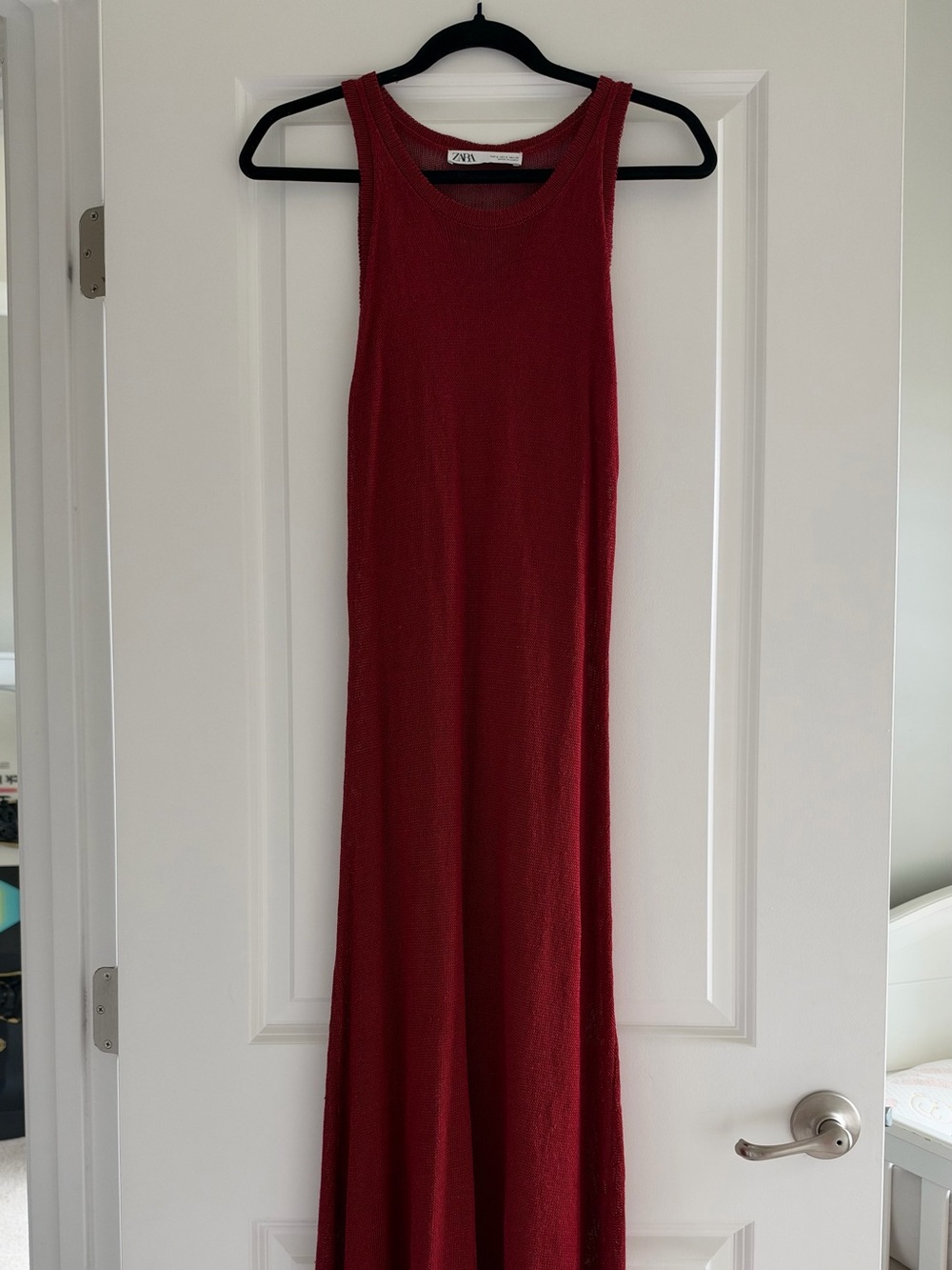 Zara Burgundy Ribbed Maxi Dress S
